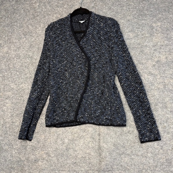 Armani Collezioni Womens Navy Blue Textured Tweed Knit Jacket Blazer Size 8 - Picture 11 of 13